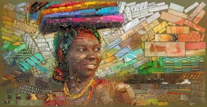 Afrika Foklorik Mozaik Abstract Kanvas Tablo