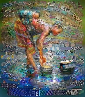 Afrika Mozaik Aile Abstract Kanvas Tablo