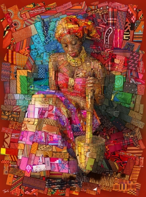 Afrikalı Kadın Mozaik Abstract Kanvas Tablo