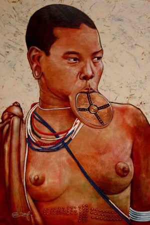 Afrikalı Yerli Kadın Sanat Kanvas Tablo