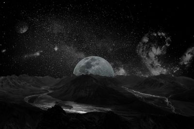 Alacakaranlık Ay Görüntüsü Manzara