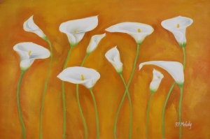 Beyaz Çiçekler 3 Kır Çiçekleri Yağlı Boya Sanat Kanvas Tablo
