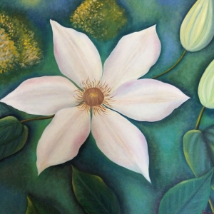 Beyaz Çiçekler 9 İç Mekan Dekoratif Yağlı Boya Sanat Kanvas Tablo