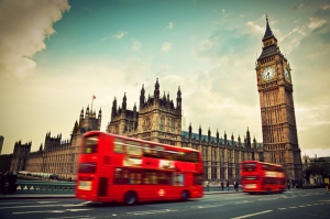 Big Ben Londra Kırmızı Otobüs Dünyaca Ünlü Şehirler Kanvas Tablo