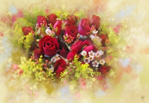 Bouquet Of Roses Yağlı Boya Sanat Kanvas Tablo