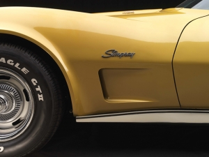 Corvette Sarı Klasik Araba Kanvas Tablo