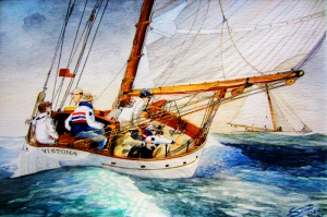 Dalgalı Deli Deniz, Yelken Yarışı-3 Modern Sanat Kanvas Tablo