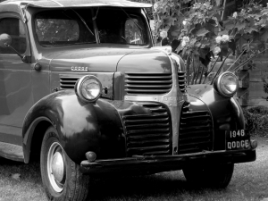 Dodge Klasik Kamyon Siyah Beyaz Fotoğraf Kanvas Tablo