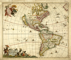 Eski Çizim Denizcilik Dünya Haritası-3 Kanvas Tablo