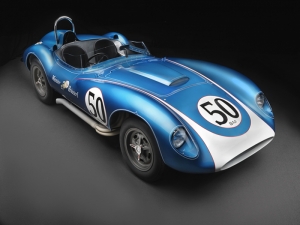 Eski Klasik Spor Otomobil 50 Mavi Kanvas Tablo