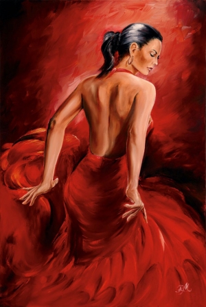 Flamenko Kadın Dansçı, Dans Eden Kadın 2 Dekoratif Kanvas Tablo