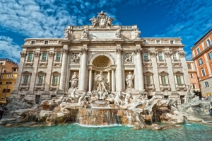 Fontana Di Trevi, Aşk Çeşmesi Roma, İtalya Tarihi Yerler Manzara-2 Dünyaca Ünlü Şehirler Kanvas Tablo