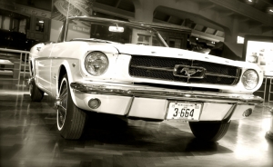 Ford Mustang 1967 Siyah Beyaz Model 1  Klasik Otomobil Araçlar Kanvas Tablo