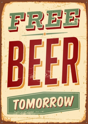 Free Beer Tomorrow Retro & Motto Kanvas Tablo