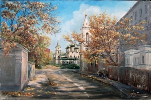 Geniş Moskova Sokakları Köy Manzarası Rusya Yaglı Boya Sanat Kanvas Tablo