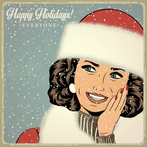 Happy Holidays Retro & Motto Kanvas Tablo