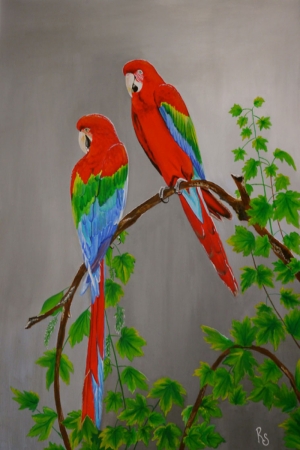 Hayvanlar 4, Cennet Papağanları , Dekoratif Kanvas Tablo