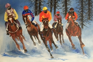 Hayvanlar 9 Atlar Hayvanlar 4 Yarış Atları Yağlı Boya Sanat Kanvas Tablo