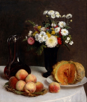 Henri Fantin Latour Meyve Ve Çiçekler Yağlı Boya Klasik Sanat Kanvas Tablo