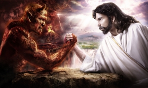 İsa ve Şeytan Popüler Kültür Kanvas Tablo