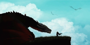 Jon Snow And Khalessi Dragon Game Of Thrones Anime Kanvas Tablo