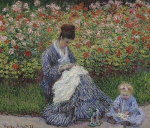 Kadın ve Çocuk Monet Yağlı Boya Sanat Kanvas Tablo