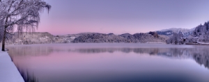 Karlı Göl Manzarası Panaromik Kanvas Tablo
