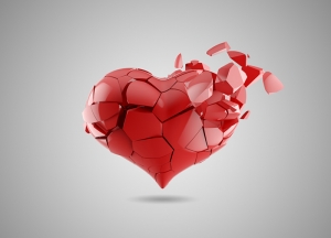 Kırık Kırmızı Kalp 3d Aşk & Sevgi Kanvas Tablo