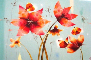 Kırmızı Çiçekler 2  Yağlı Boya Sanat Kanvas Tablo