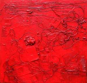 Kırmızı Enstelasyon Dekorasyon Yağlı Boya Sanat Kanvas Tablo