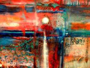 Kızıl Gökyüzü Soyut Yağlı Boya Abstract Kanvas Tablo