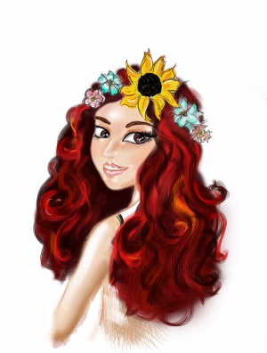 Kızıl Saçlı Kız İllustrasyon Çizim Popüler Kültür Kanvas Tablo