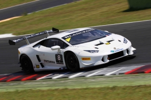 Lamborghini Huracan Trofeo Beyaz Yarış Pistinde Kanvas Tablo