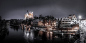 Limburg Katolik Kilisesi Gece Manzara Almanya-1-Şehir Manzaraları Kanvas Tablo