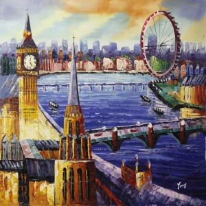 Londra İngiltere Şehir Manzarası Modern Sanat Kanvas Tablo