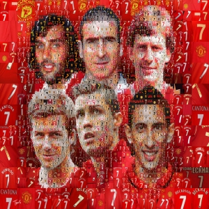 Manchester United Efsane 7 Numaraları Mozaik İllustrasyon Kanvas Tablo