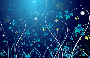 Mavi Çiçekler Abstract Dijital ve Fantastik Kanvas Tablo
