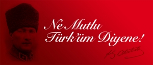 Mustafa Kemal Atatürk Ne Mutlu Türküm Diyene Poster-Kırmızı Kanvas Tablo