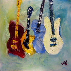 Müzik Aletleri 7, Müzikal Gitarlar Dekoratif Canvas Tablo