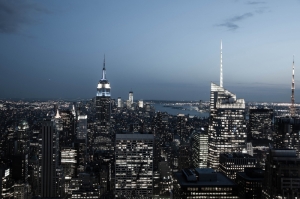 Newyork Şehir Manzarası Gökdelenler-9 HD Akşam Manzarası Dünyaca Ünlü Şehirler Kanvas Tablo