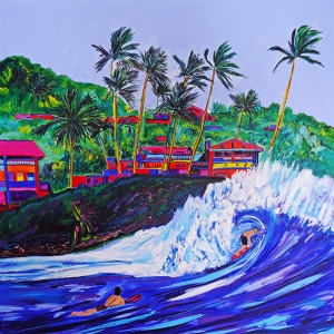 Nicholas Vitale Okyanus ve Sörfçü Yağlı Boya Sanat Kanvas Tablo