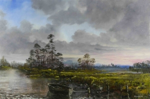 Orman Nehri, Doğa Manzarası 10 Yağlı Boya Sanat Kanvas Tablo
