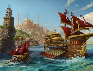 Osmanlı Kadırgaları Yağlı Boya Sanat Kanvas Tablo