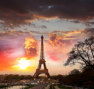 Paris Eyfel Kulesi ve Gün Batımı Dünyaca Ünlü Şehirler Kanvas Tablo