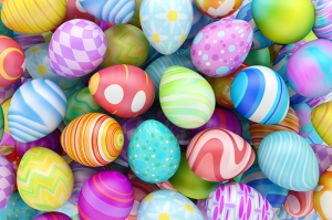 Paskalya Yumurtaları Abstract Dijital ve Fantastik Kanvas Tablo