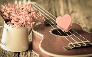Pembe Kalp Çiçekler-2 Aşk & Sevgi Kanvas Tablo