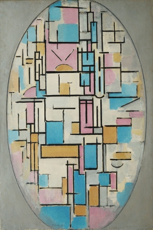 Piet Mondrian Oval Kompozisyon Yagli Boya Klasik Sanat Kanvas Tablo