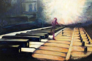 Piyano Çalan Kız-3 Modern Sanat Kanvas Tablo