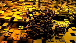 Polygon 3D Sarı Küpler Abstract Kanvas Tablo