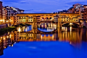 Ponte Vecchio, Eski Köprü Floransa Tarihi Yerler-1 Dünyaca Ünlü Şehirler Kanvas Tablo
